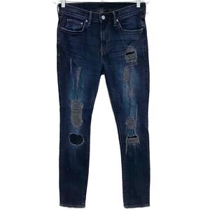 H&M Denim Skinny Jeans Mens 30x32 Distressed Destroyed Rip Grunge Actual 28x30